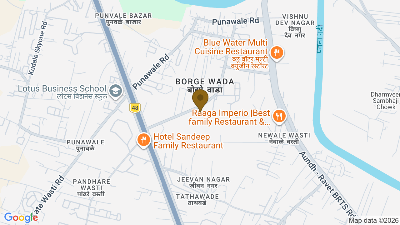 Map showing the location of F Signature, F Signature by Aishwaryam, High Street, opposite to F Premium, Punvale Bazar, Tathawade, PCMC, Pimpri-Chinchwad, Maharashtra 411033, India