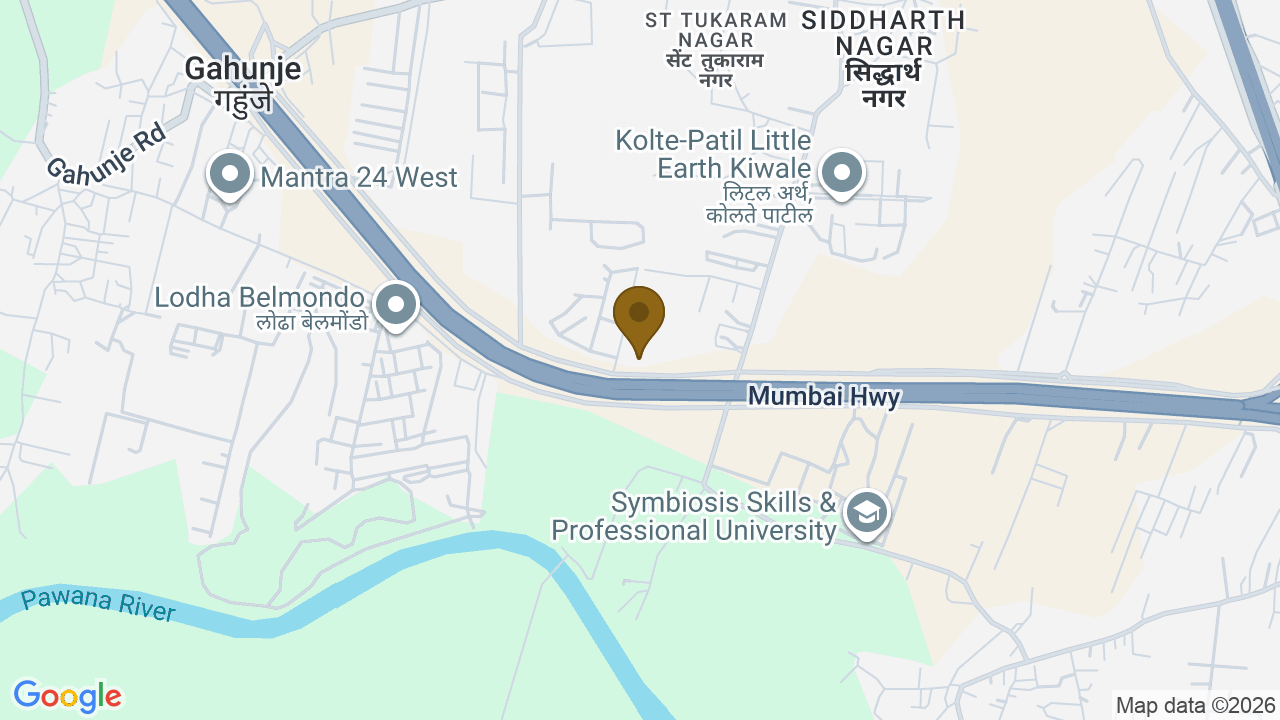 Map showing the location of Goyal My Home Sanctuary, St Tukaram Nagar, Mamurdi, Pimpri-Chinchwad, Dehu Road, Maharashtra 412101, India
