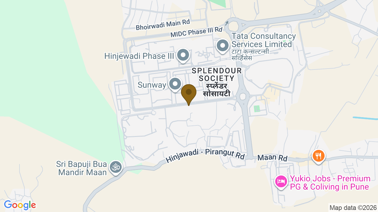 Map showing the location of Lodha Sylvan, Lodha Hinjewadi Phase III, near Megapolis Circle metro station, Phase 3, Rajiv Gandhi Infotech Park, Hinjawadi, Pune, Maharashtra 411057, India