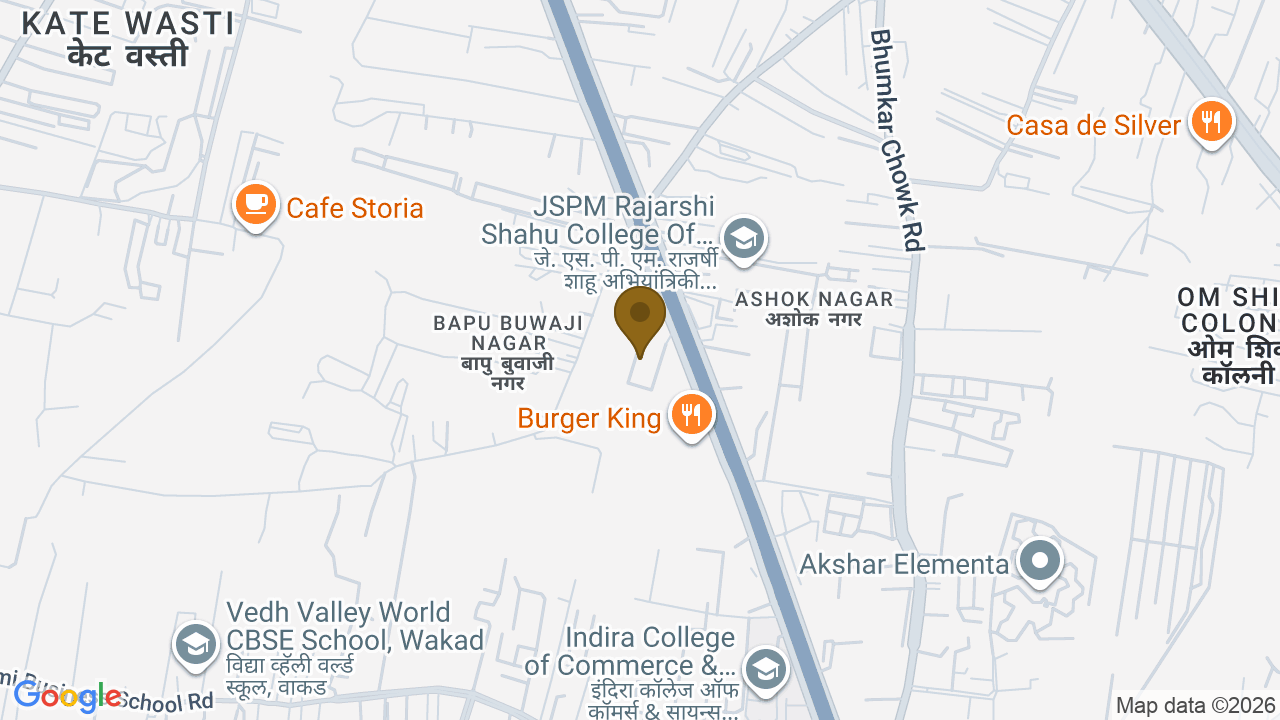 Map showing the location of Namrata 6 Boulevard, Survey No. 41/4, 62/4/4 & 62/4/5, Newale Wasti, Aundh-Ravet BRTS Road, Tathawade, Pimpri-Chinchwad, Pune, Maharashtra 411033