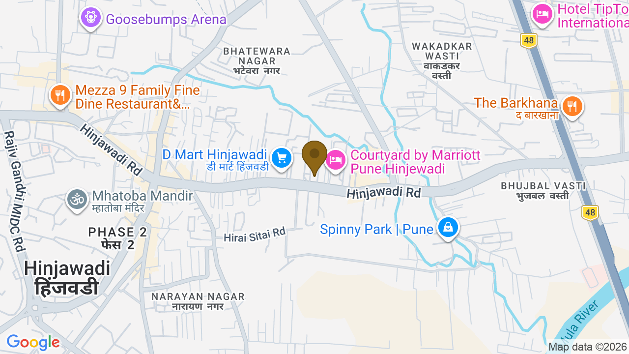 Map showing the location of Shankeshwar Kingsland, Metro Station, near D Mart, Hinjawadi, Pune, Maharashtra 411057, India