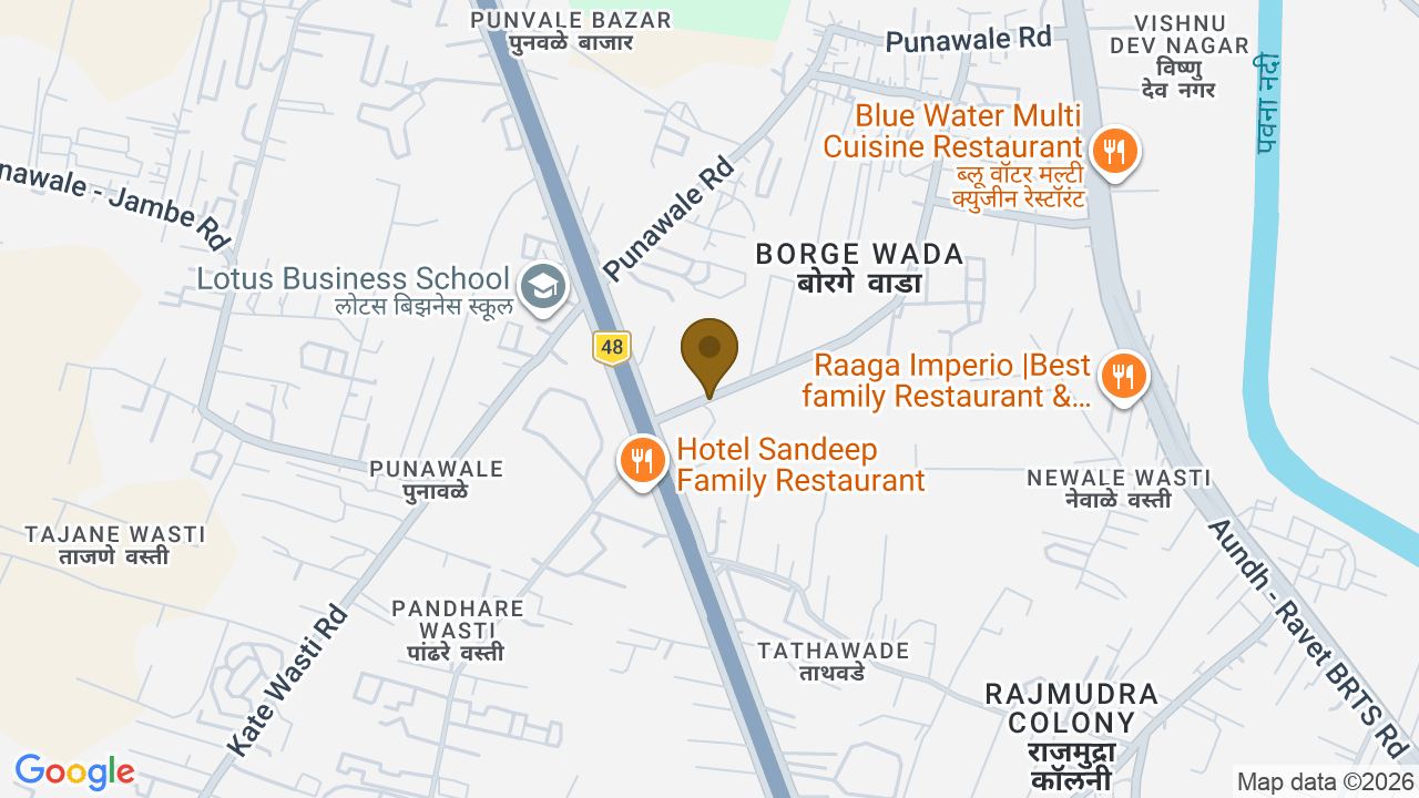 Map showing the location of Siddhashila EEVVA, Kate Wasti, Near 18 Latitude Mall, Punawale, Pimpri-Chinchwad, Pune, Maharashtra 411033